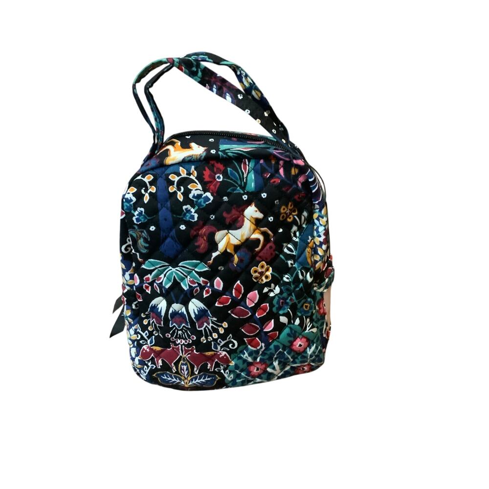 Vera Bradley Lunch Bag Insulated Quilted Floral Multicolor Zip Tote With Horses